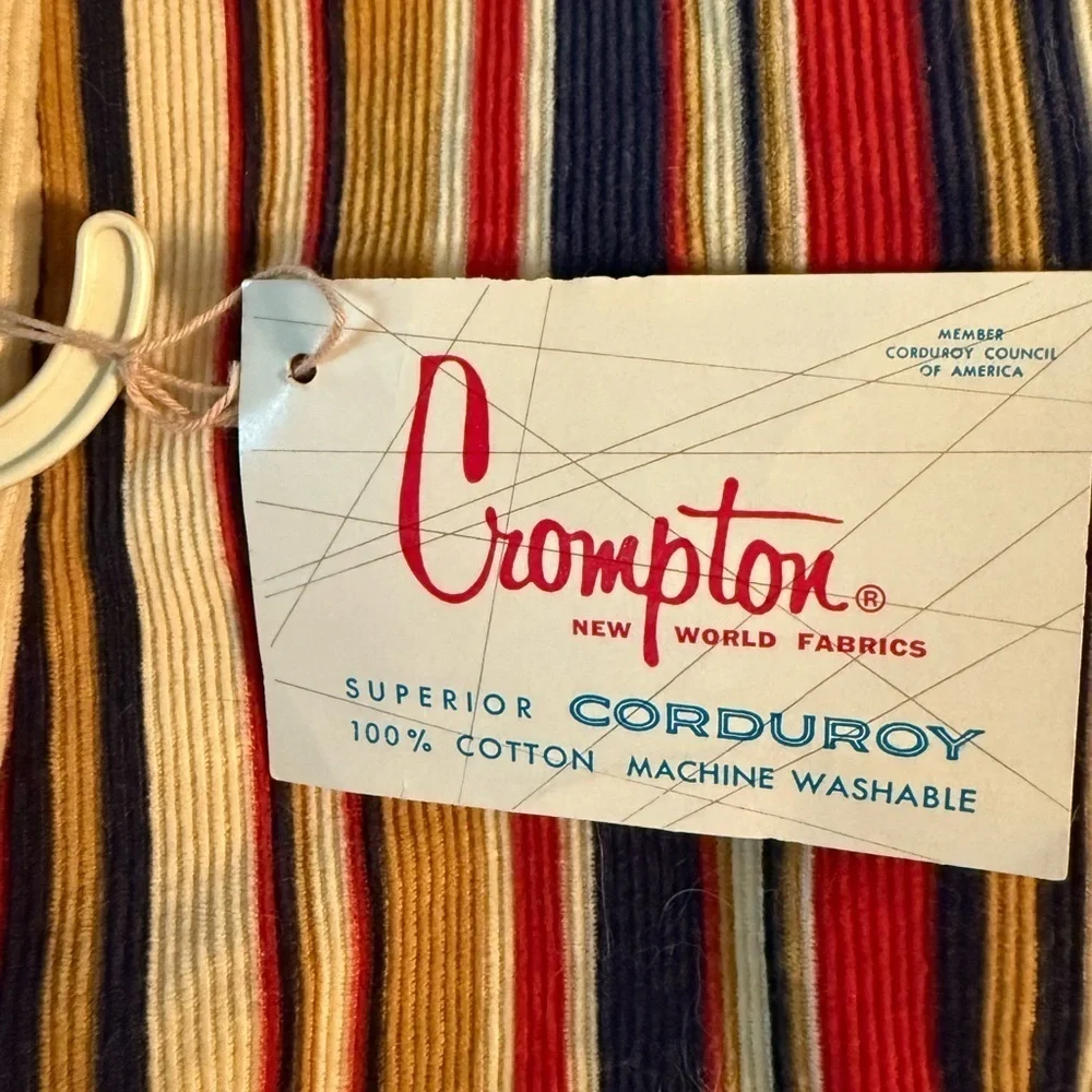 NWT Vintage crompton corduroy Striped short Overalls with Pocket no size